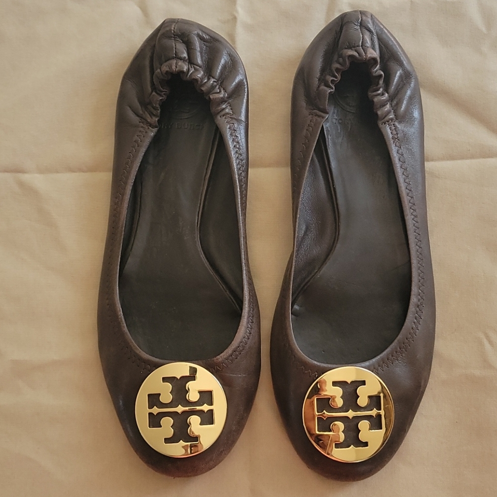 (2 for $40) Brown Tory Burch Reva Flats